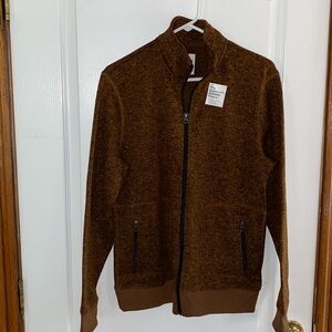 Sonoma men’s super soft fleece full zip sweater, brown, medium NWOT